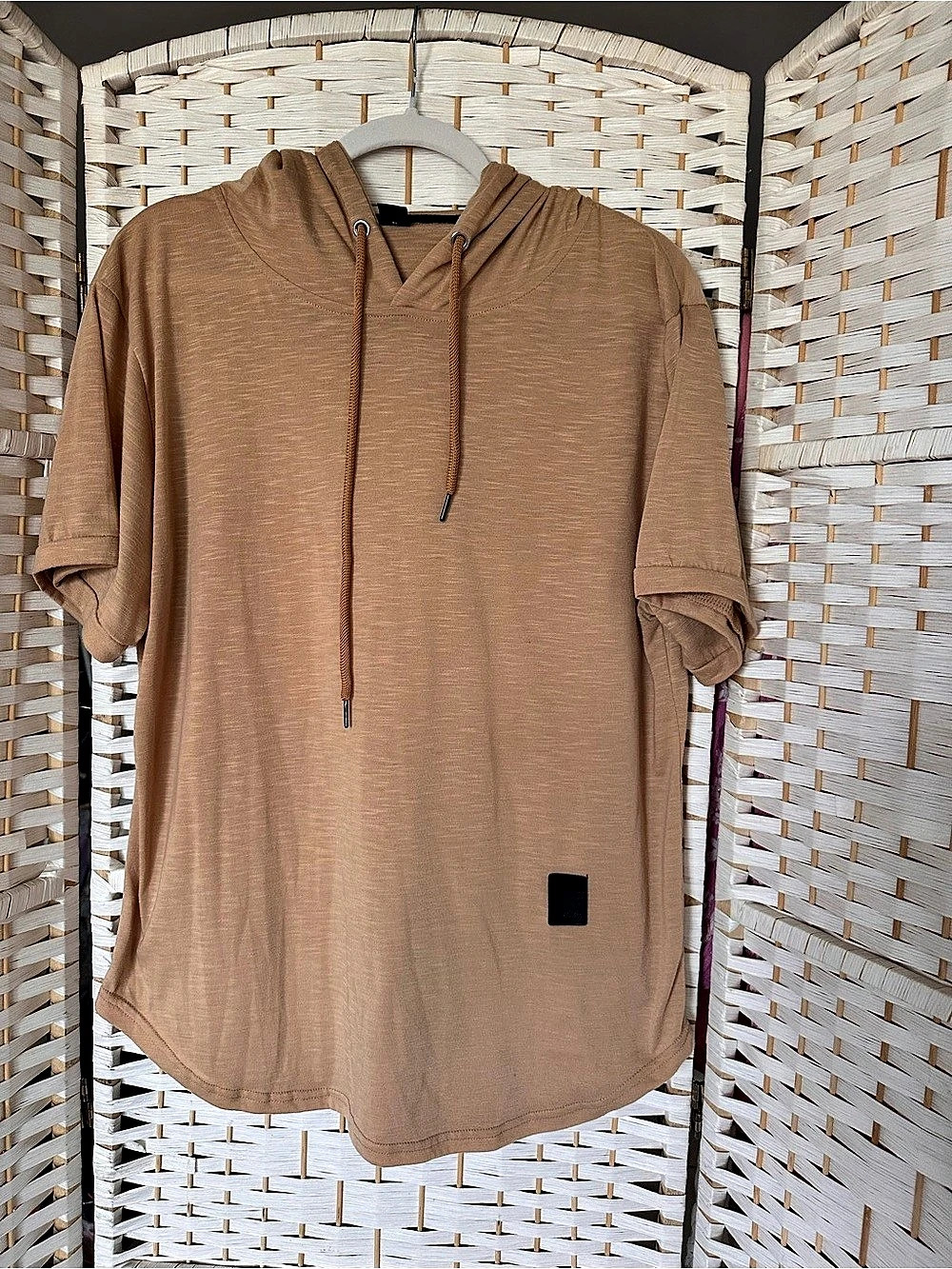 Short Sleeve Hoodie in Brown